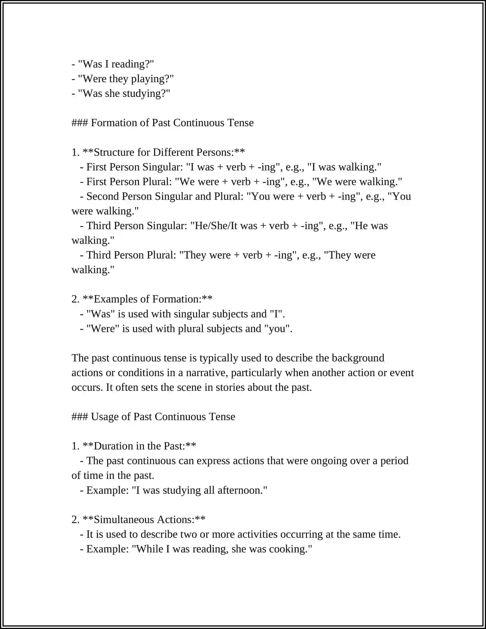 PAST COUNTINUOUS TENSE 4