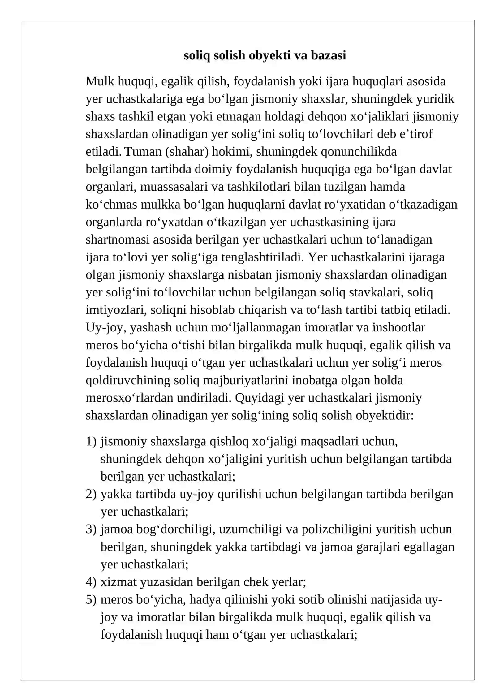 JISMONIY SHAXSLARDAN OLINADIGAN YER SOLIG’I 4