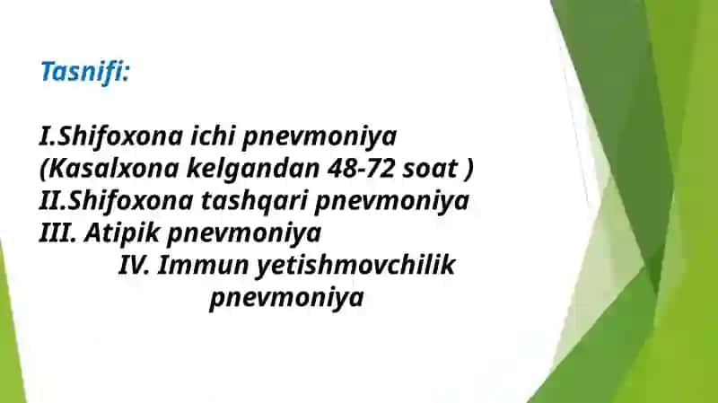 PNEVMONIYA tasnifi, klinikasi, tashxisi va davolash 4