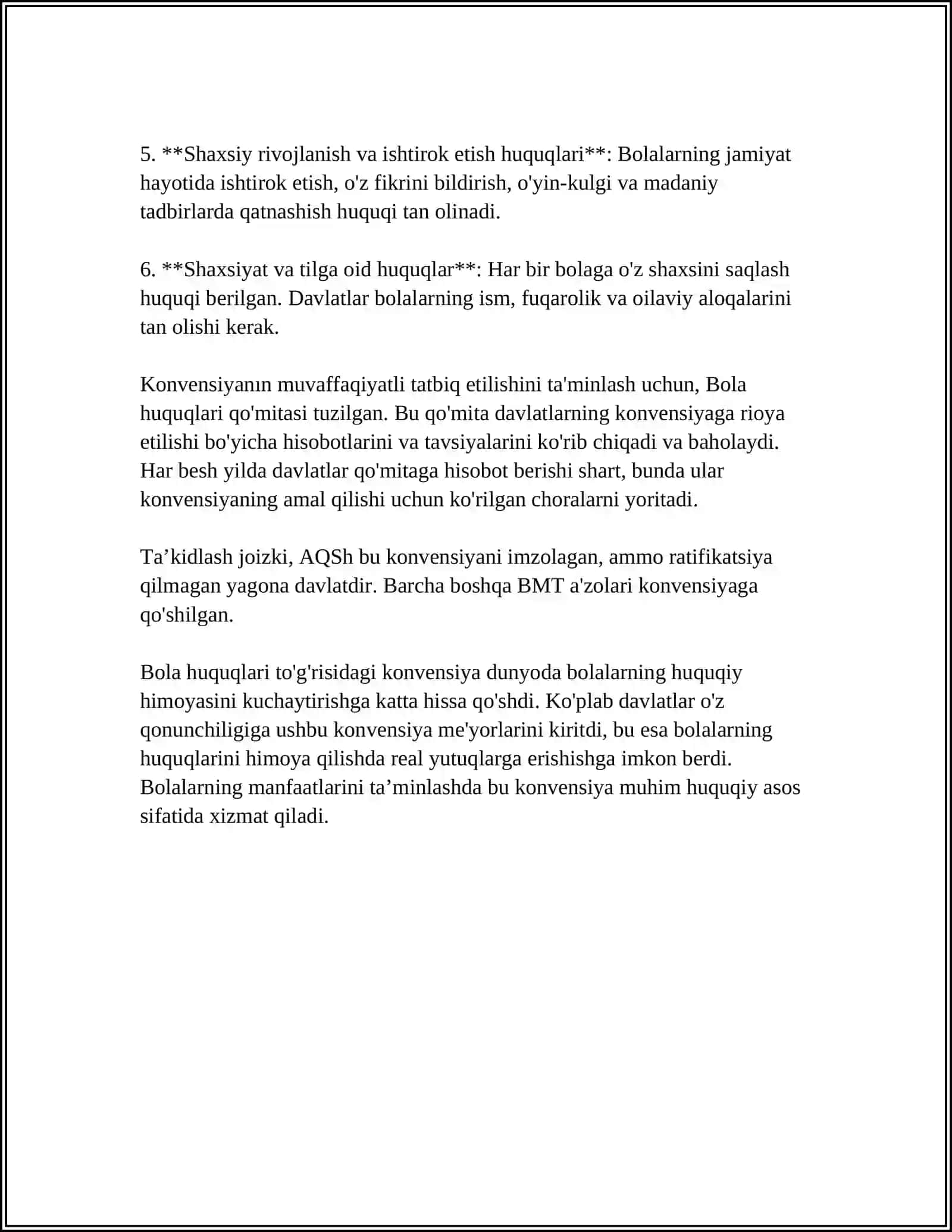 BMTNING "BOLA HUQUQLARI TO'G'RISIDAGI KONVENSIYASI" 4