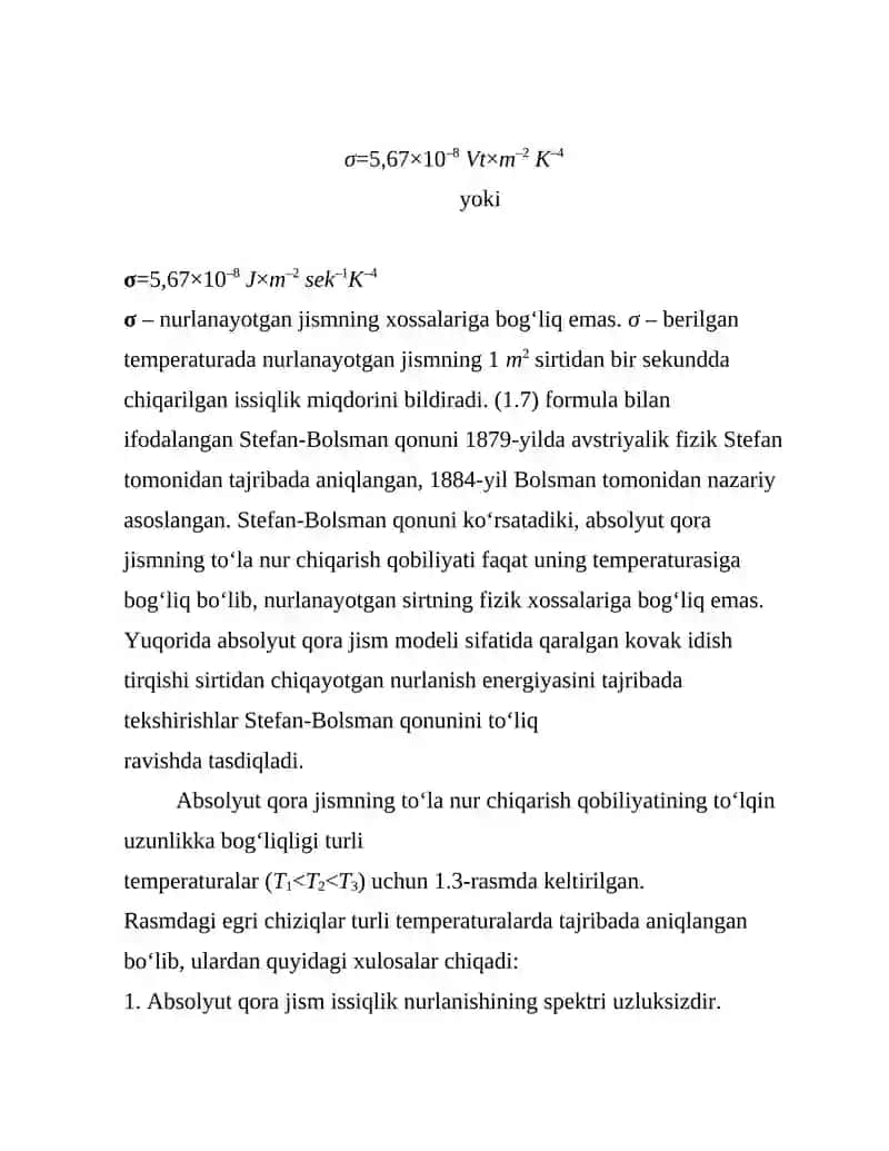 Issiqlik nurlanishi va Reley-Jins qonuni 4