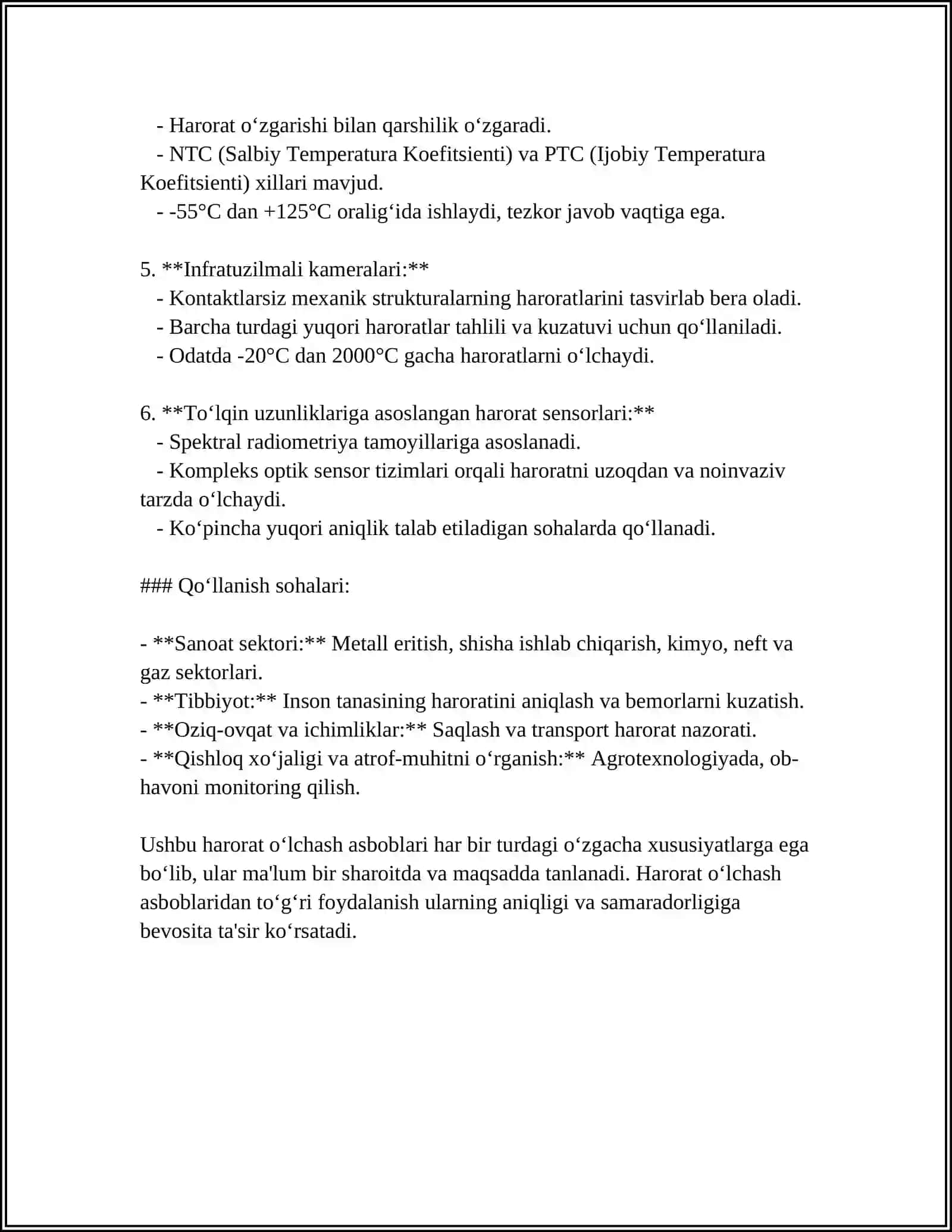 HARORAT O'LCHASH USULLARI VA ULARNING METROLOGIK TAVSIFI 4