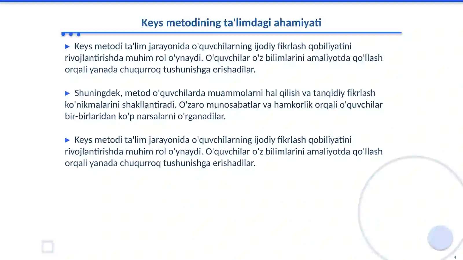 Keys metodini qo'llanilishi 4