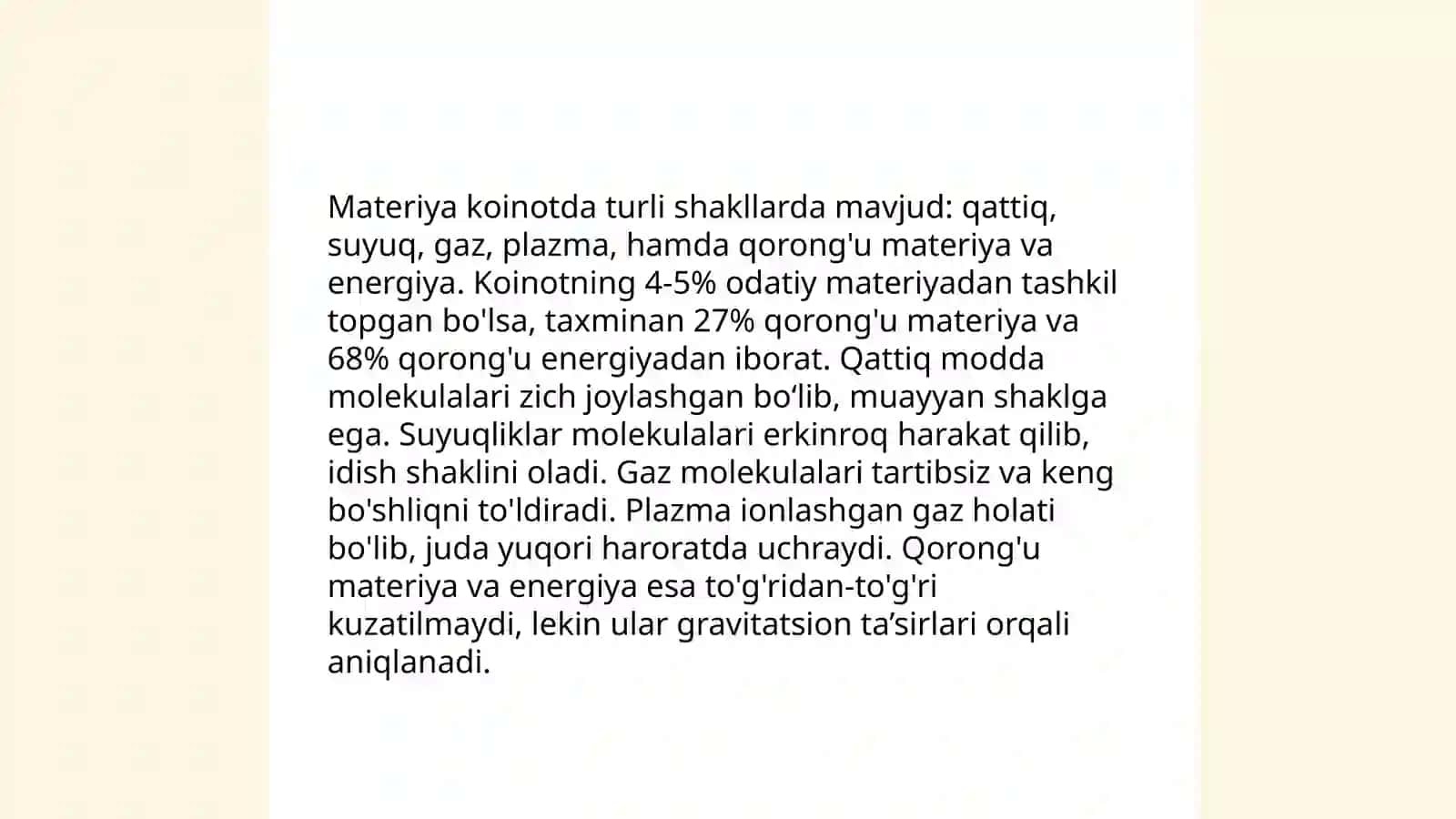 Koinotda materiyaning tabiati haqida 4