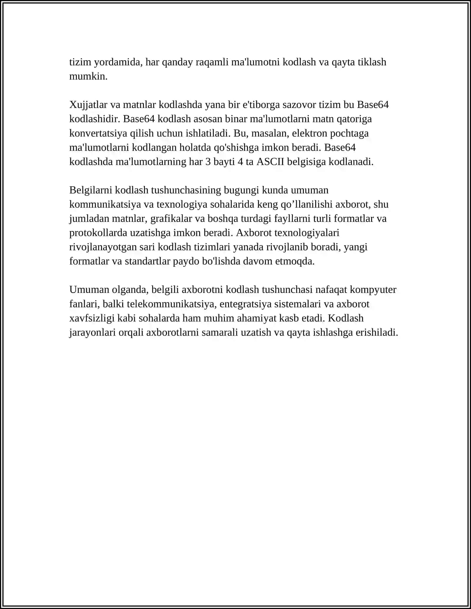 BELGILI AXBOROTNI KODLASH 4
