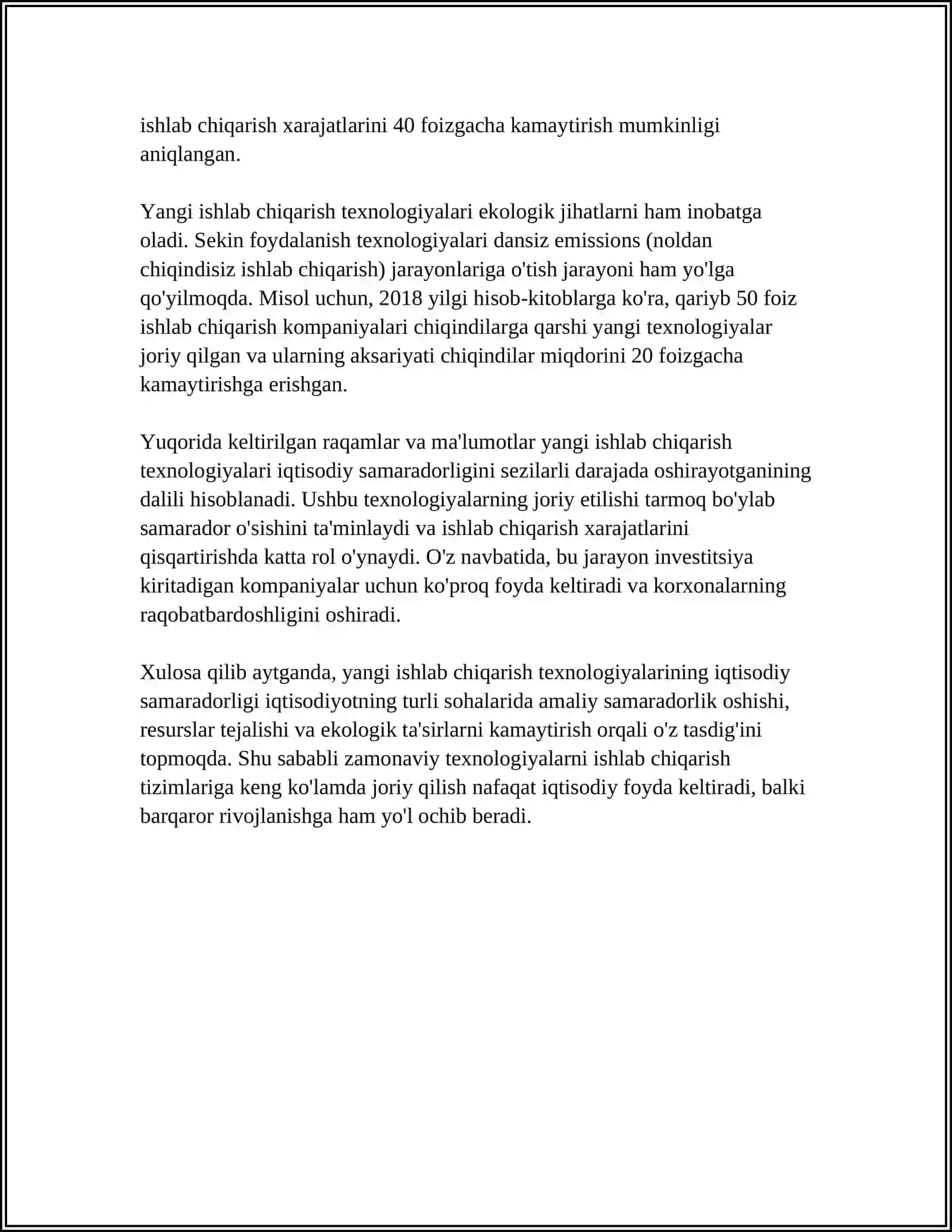 ISHLAB CHIQARISH JARAYONIGA YANGI SAMARALI TEXNOLOGIYALARNI TATBIQ ETISH 4