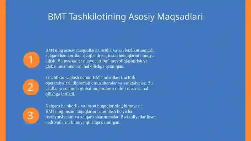 BMT Tashkilotining Asosiy Maqsadlari 4
