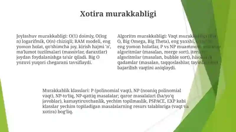 Algoritmlarning murakkabligini hisoblash va murakkablik sinflari 4