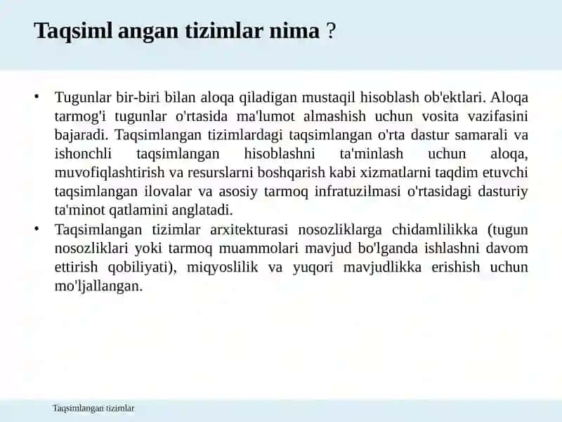 Taqsimlangan tizimlar nima va ular qanday ishlaydi? 4