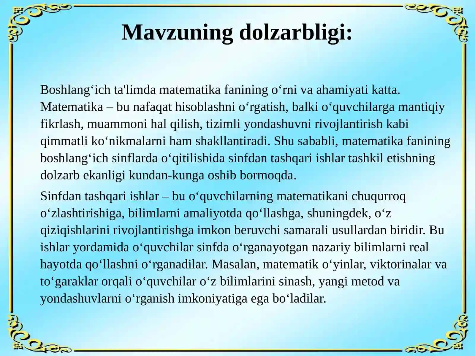 Sinfdan tashqari ishlarni tashkil etish 4