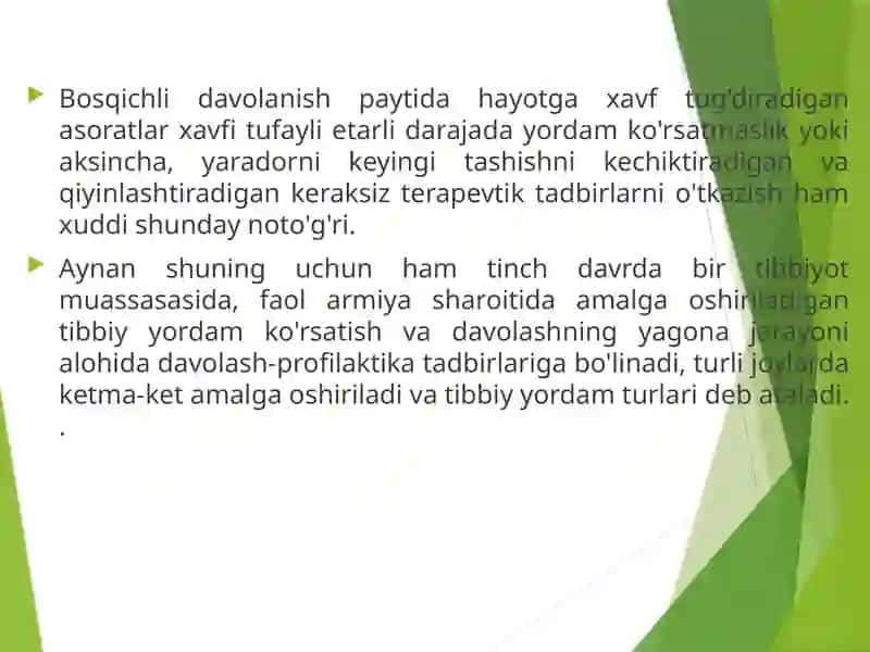 Tibbiy va Evakuatsiya Yordamini Tashkil Etish 4