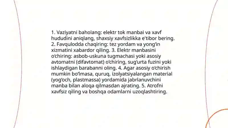 Elektrotravmada birinchi tibbiy yordam koʻrsatish 4