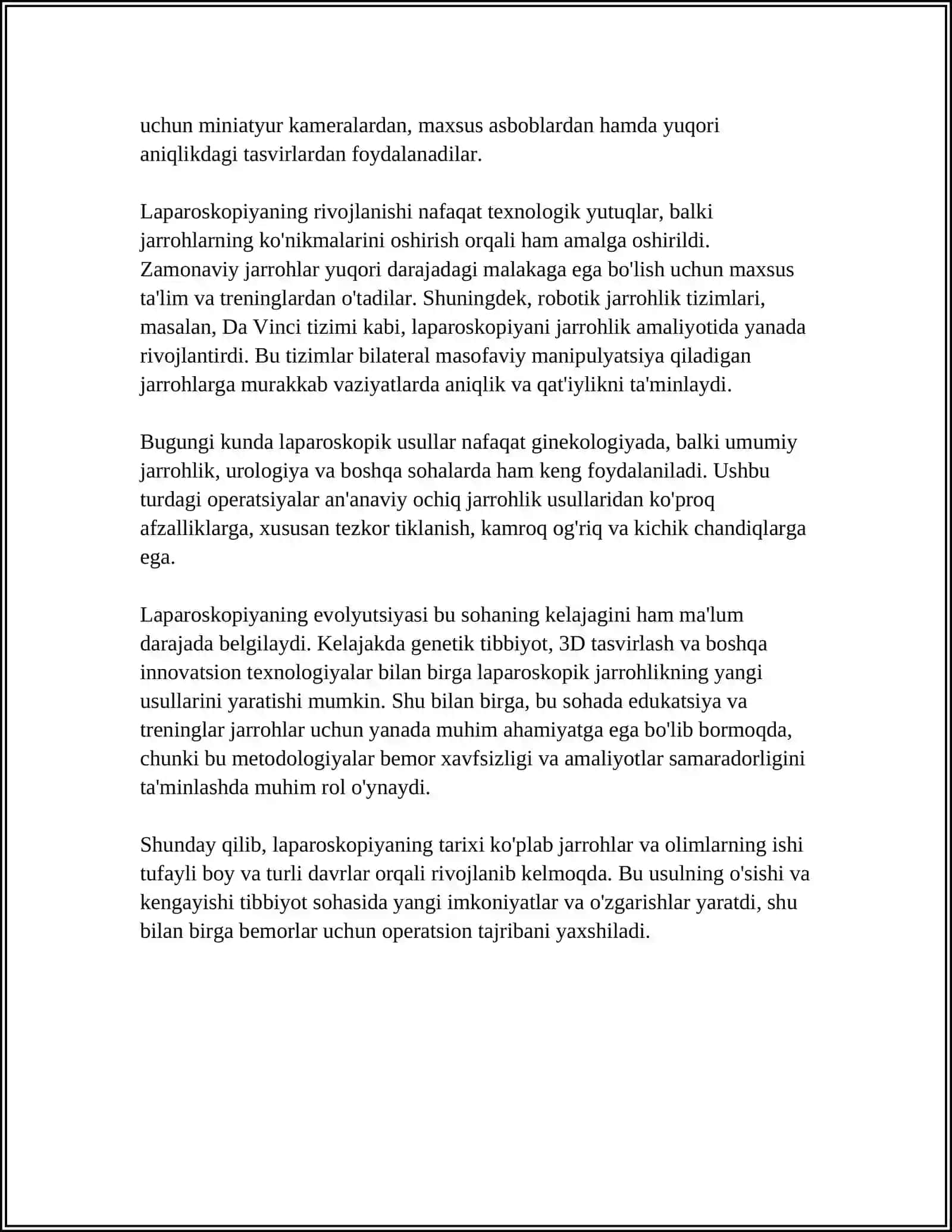 LAPAROSKÕPIYANING JARROHLIKDA QÕLLANILISHI 4