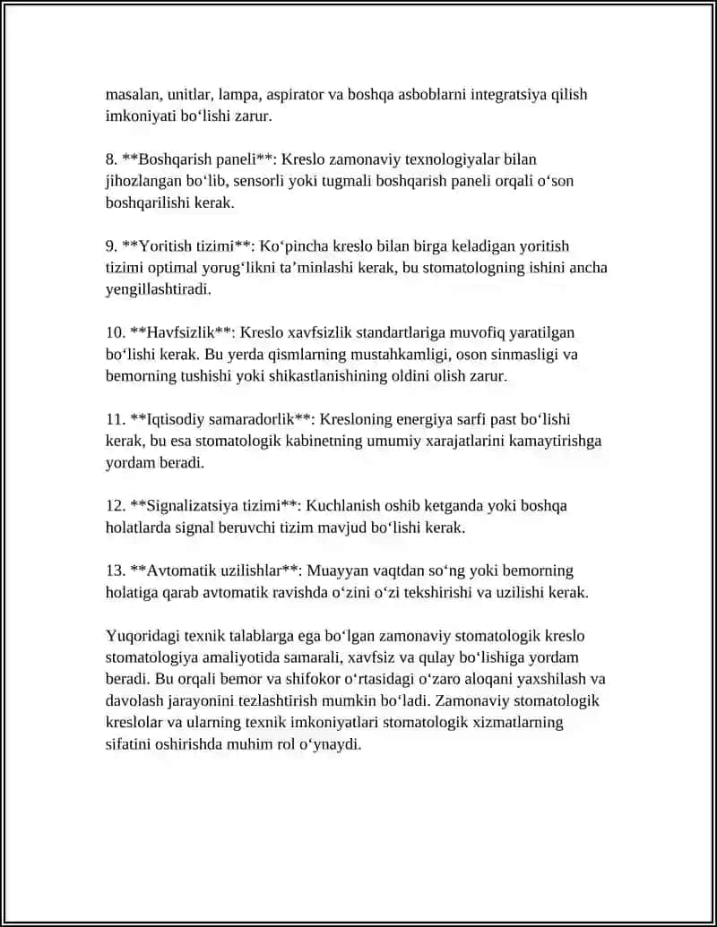ZAMONAVIY STOMATALOGIK XONANI JIXOZLANISH TALABLARI 4