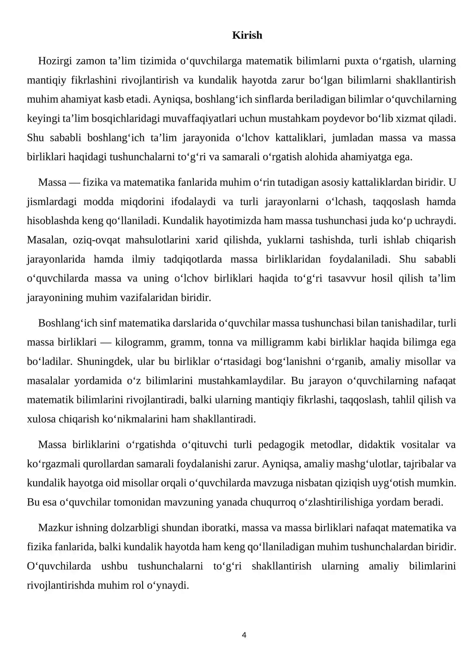 Massa va massa birliklari 4