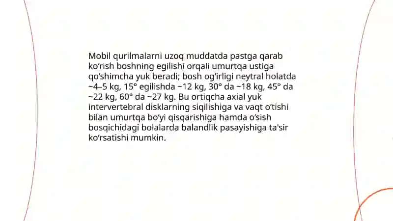 Mobil ekranlar tufayli ortopedik muammolar 4