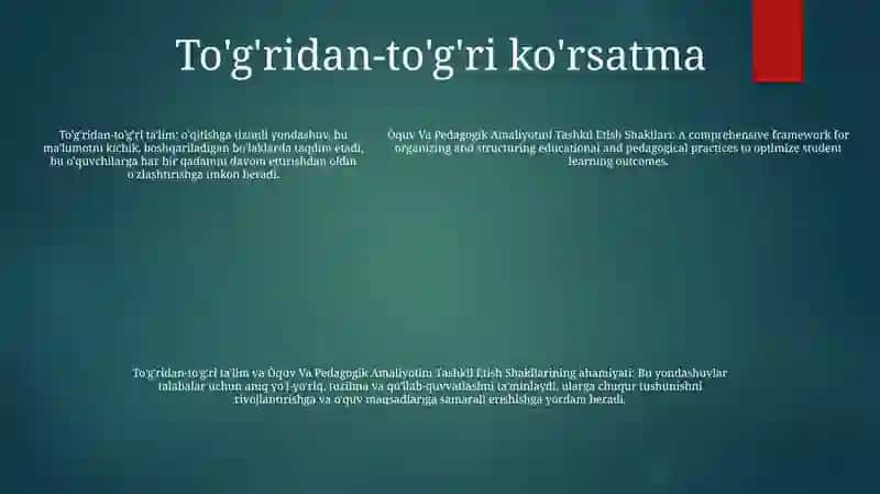 Òquv Va Pedagogik Amaliyotini Tashkil Etish Shakllari 4