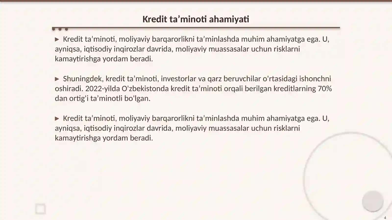 Kredit taʼminoti va uning shakllaridan foydalanish 4