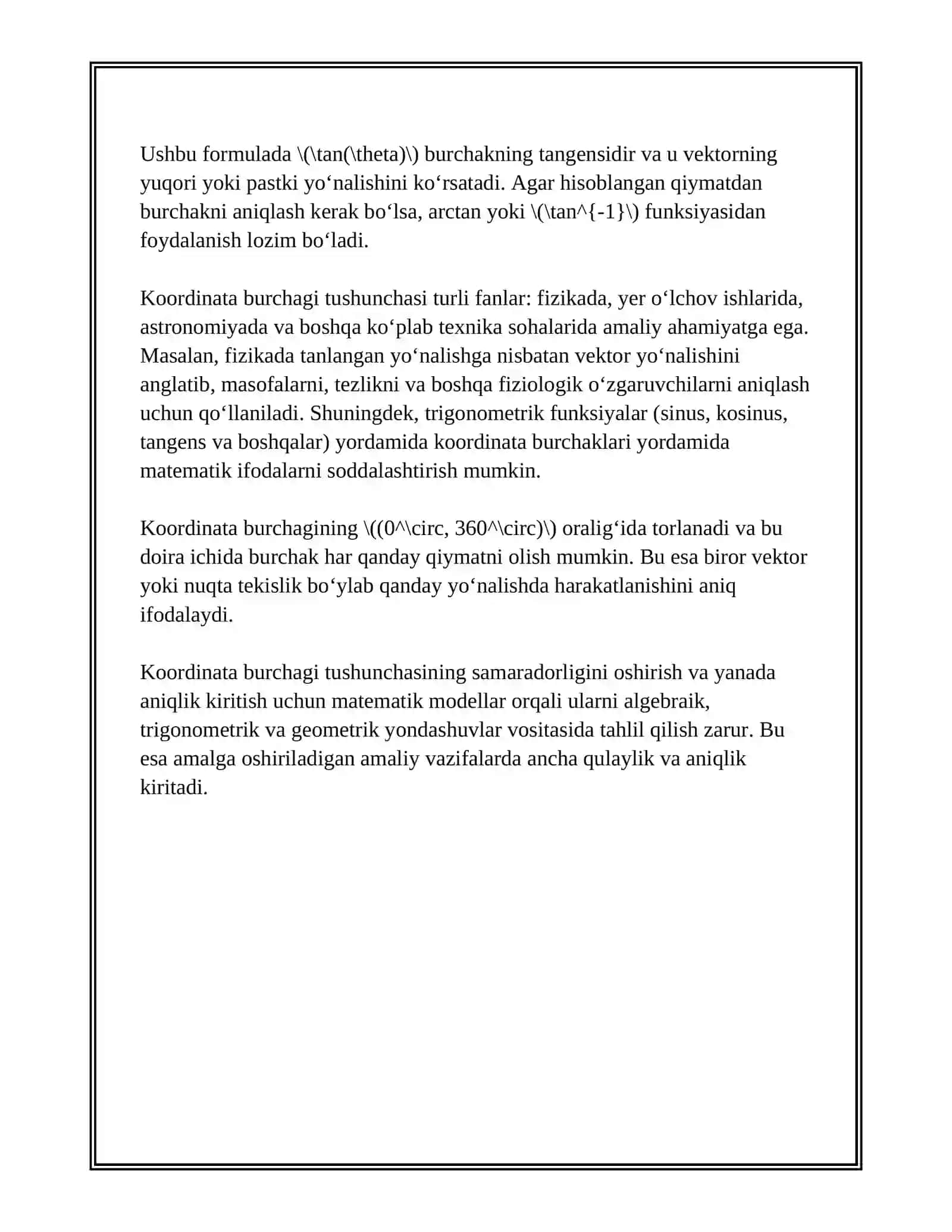KOORDINATA BURCHAGI. NUQTA KOORDINATASI 4