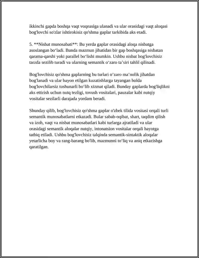 Bog'lovchisiz qo'shma gaplarning semantik-sintaktik xususiyatlari 4