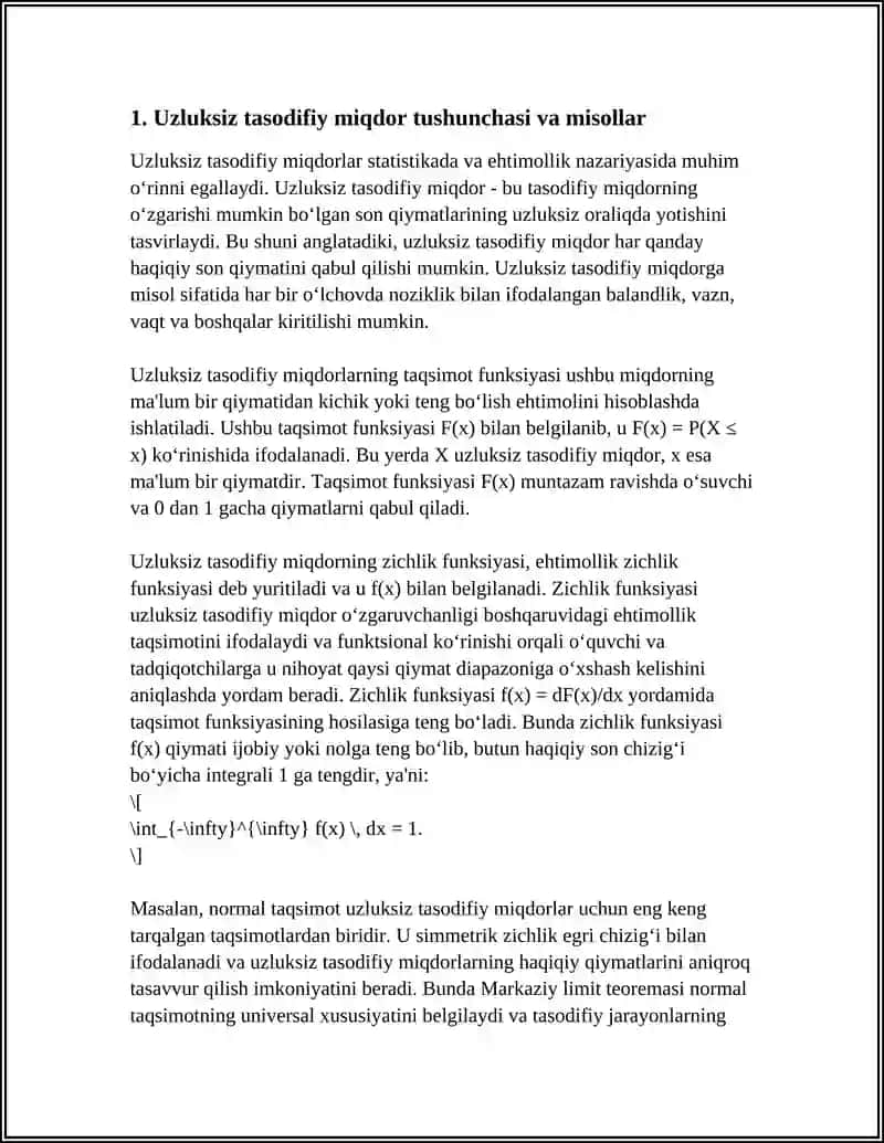 Uzluksiz tasodifiy miqdar 4