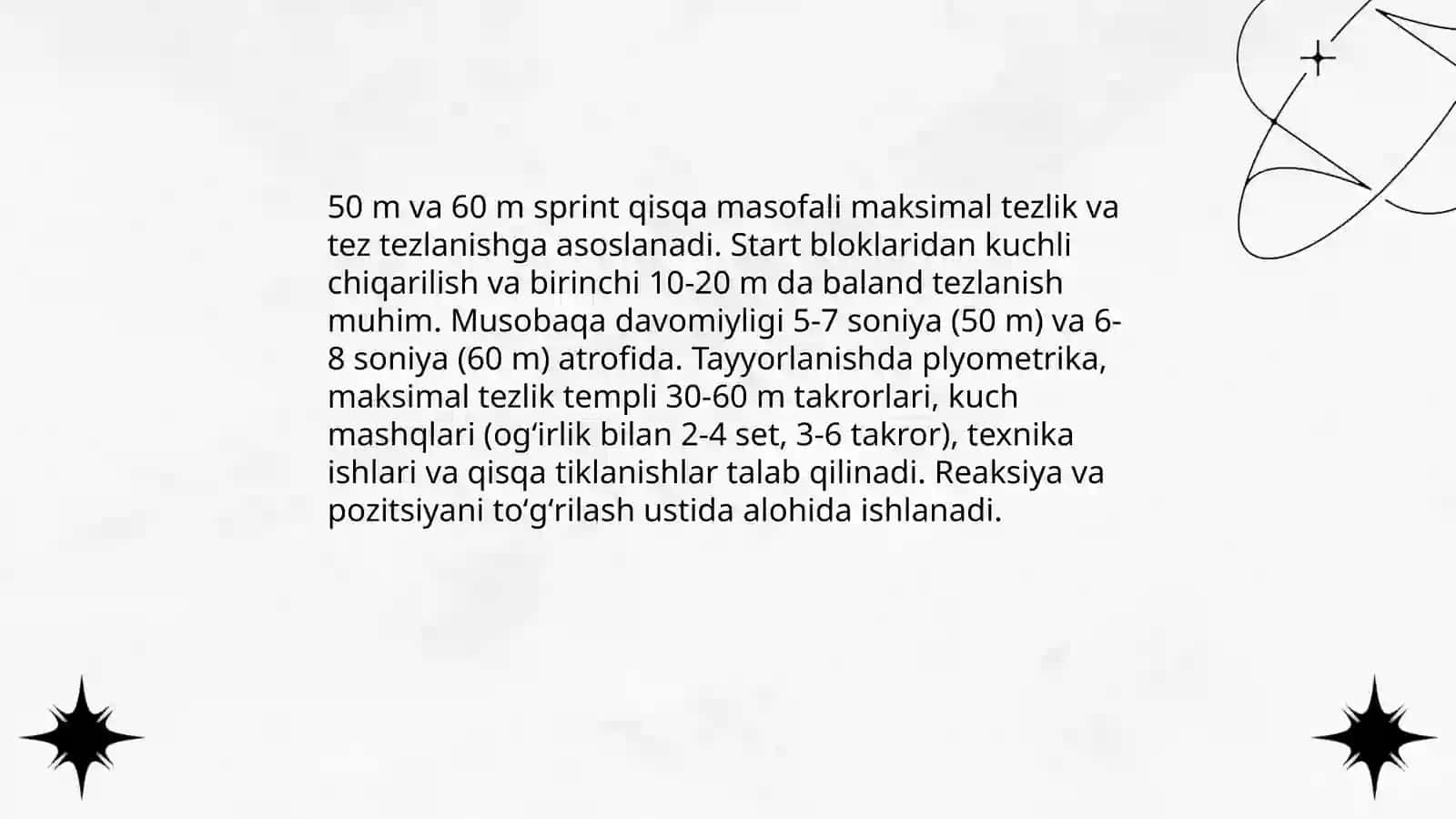 Yengil atletika qisqa masofaqa yugurish va uni turlari 4