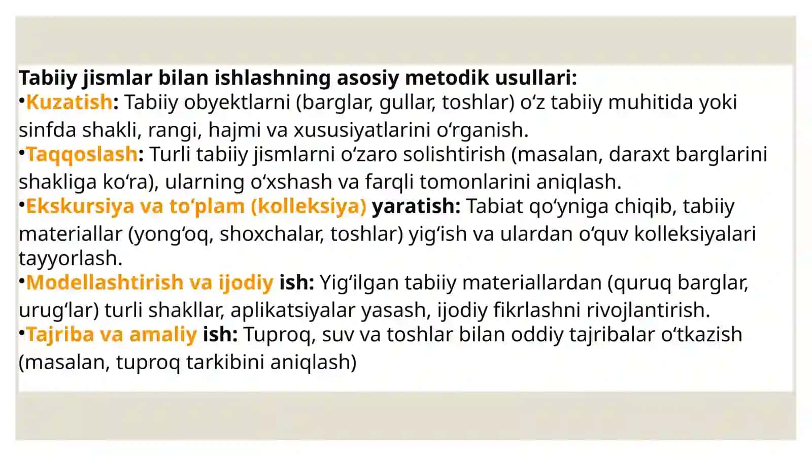 Tabiat bilantanishish metodikasi fanidan taqdimoti 4