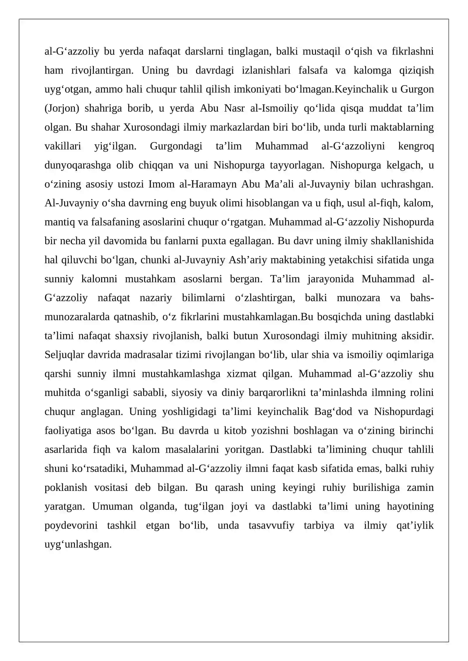 Muhammad al-G‘azzoliyning hayoti va ilmiy faoliyati 4