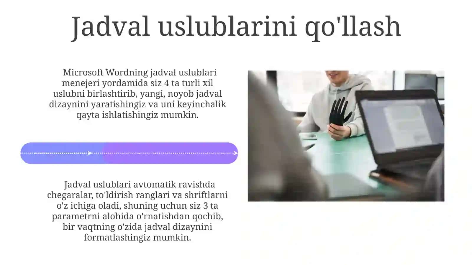 MS Word dasturida jadvallar bilan ishlash 4