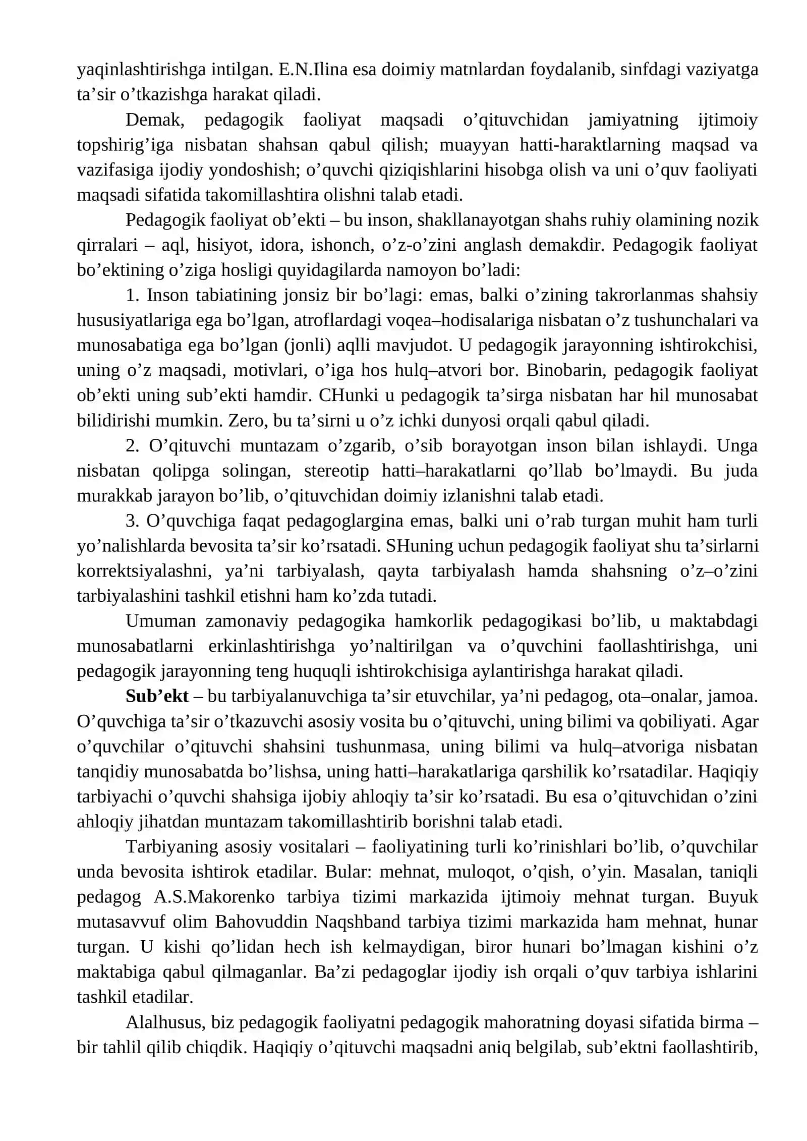 Pedagogik faoliyatning o’ziga hos hususiyatlari 4