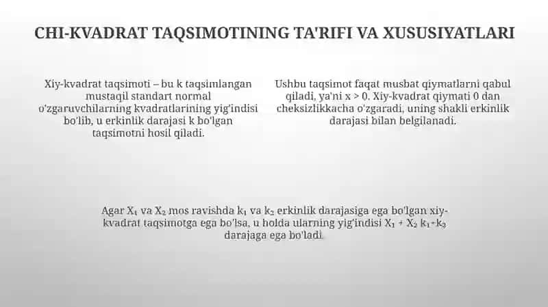 Xi-kvadrat taqsimotlari x2 4