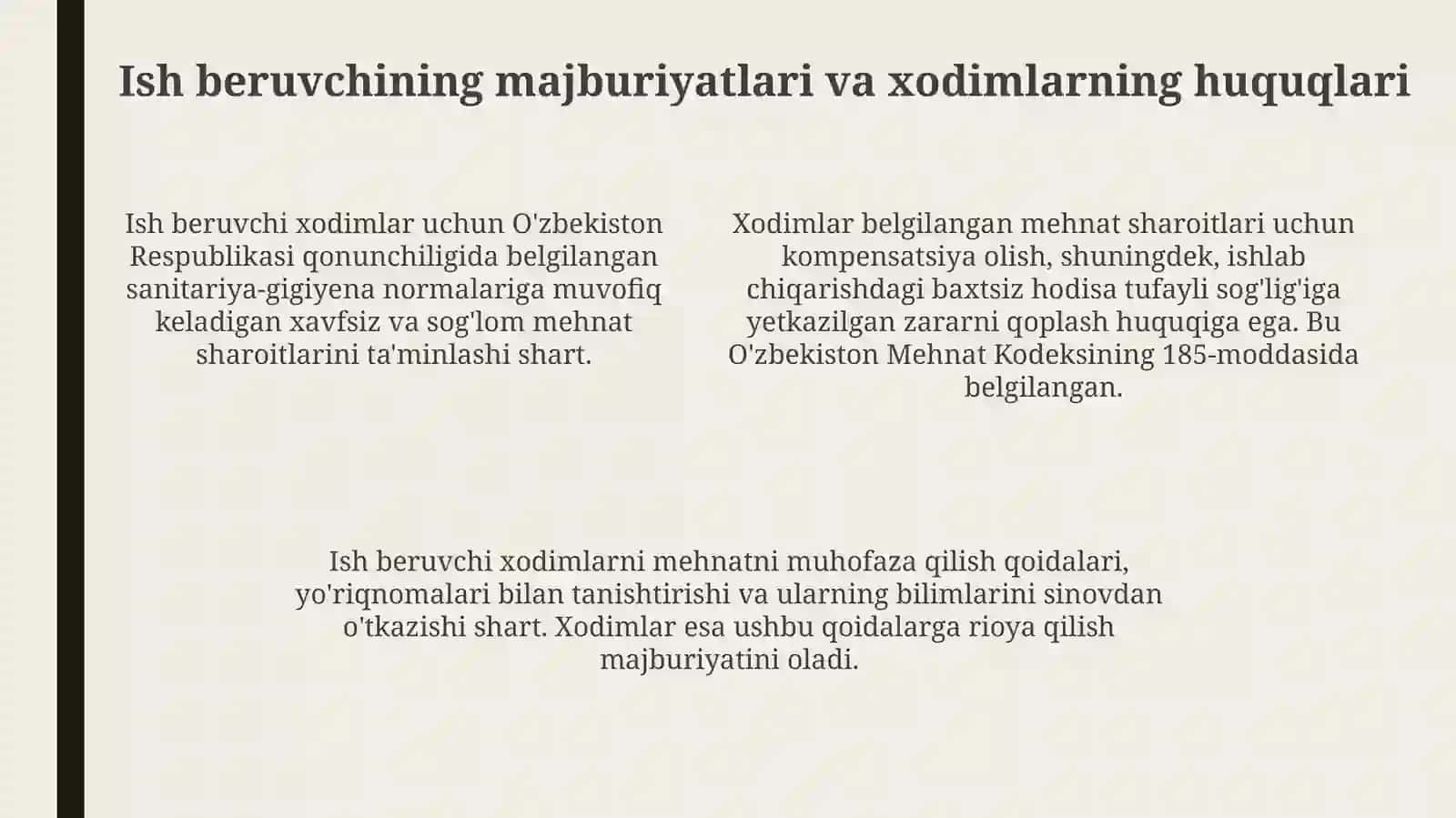 Mehnatni muhofaza qilishning qonuniy asoslari 4