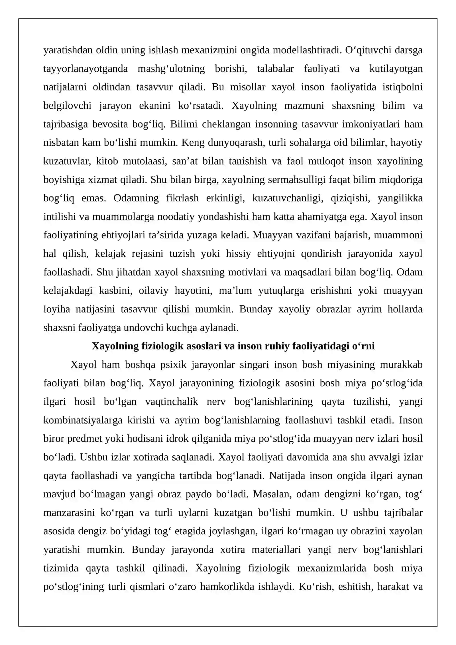 Xayol haqida umumiy tushuncha 4