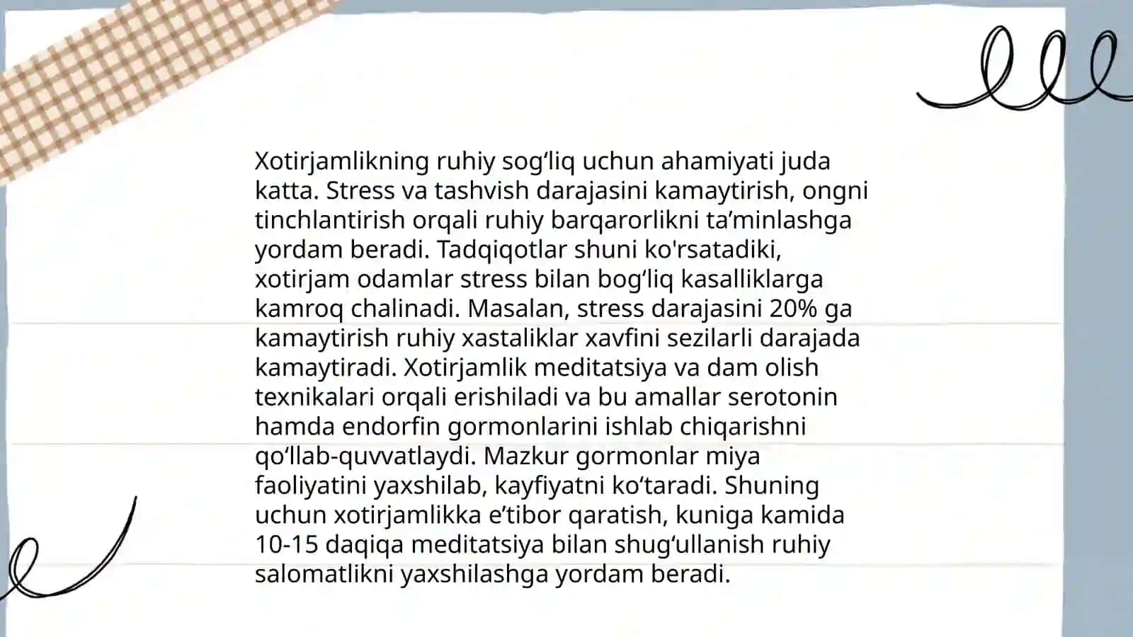 Tinchlik va xotirjam yashash baxti 4