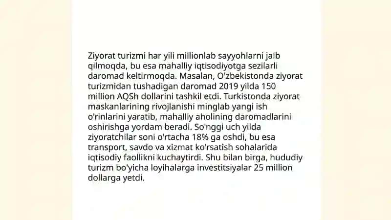 Jizzaxda ziyorat turizmni rivojlantirish 4