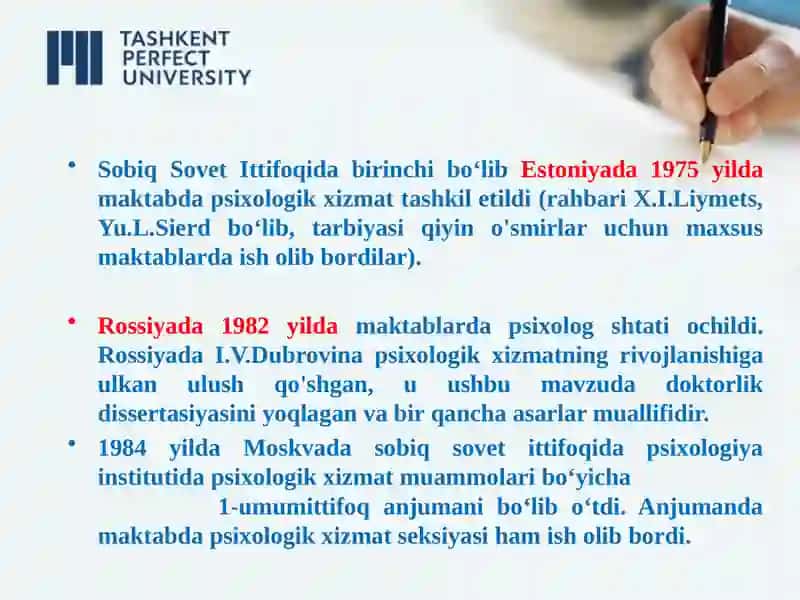 Psixologik xizmatning yuzaga kelishi tarixi 4