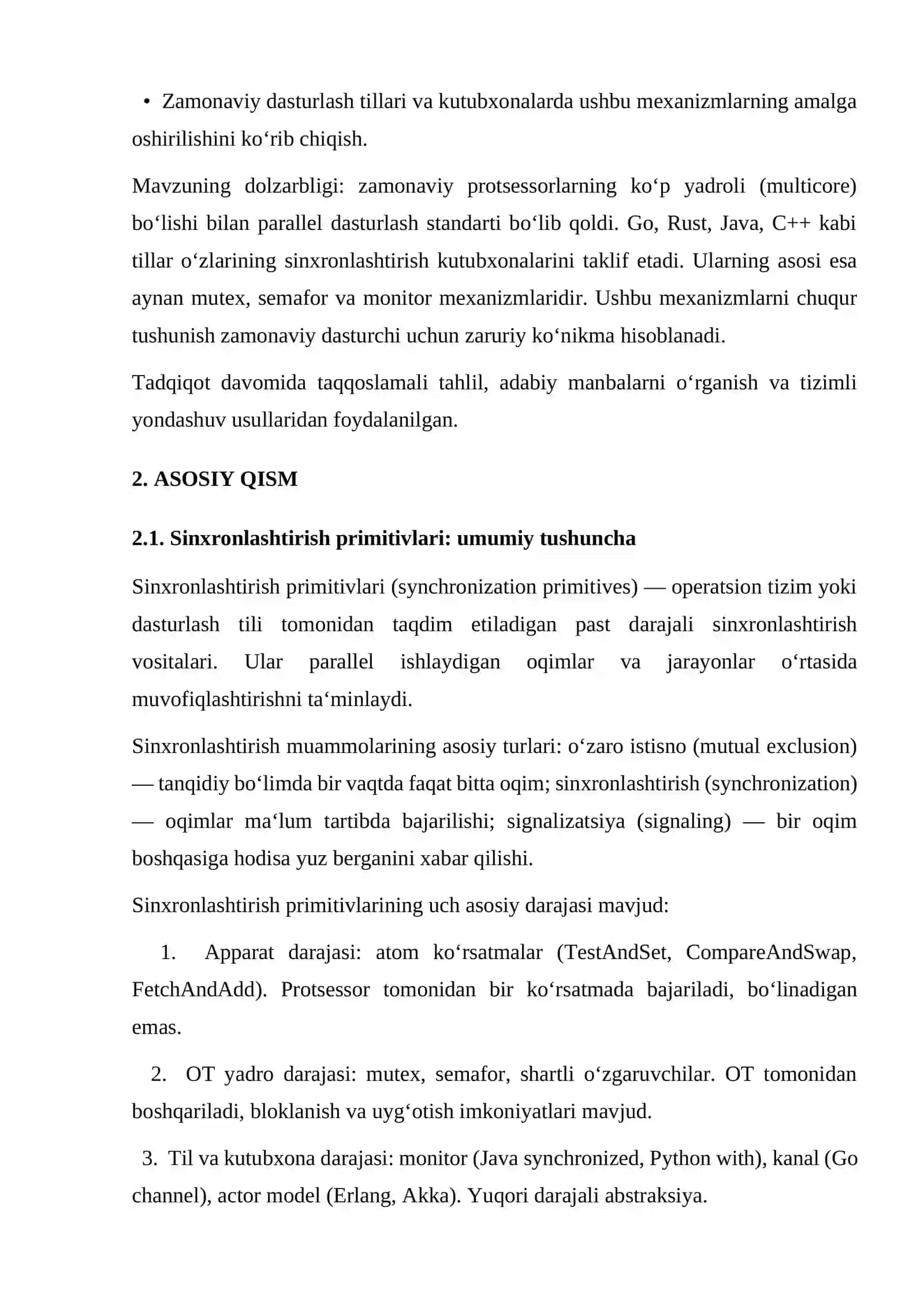 Mutex, Semaphore va Monitor mexanizmlarining taqqoslanishi 4
