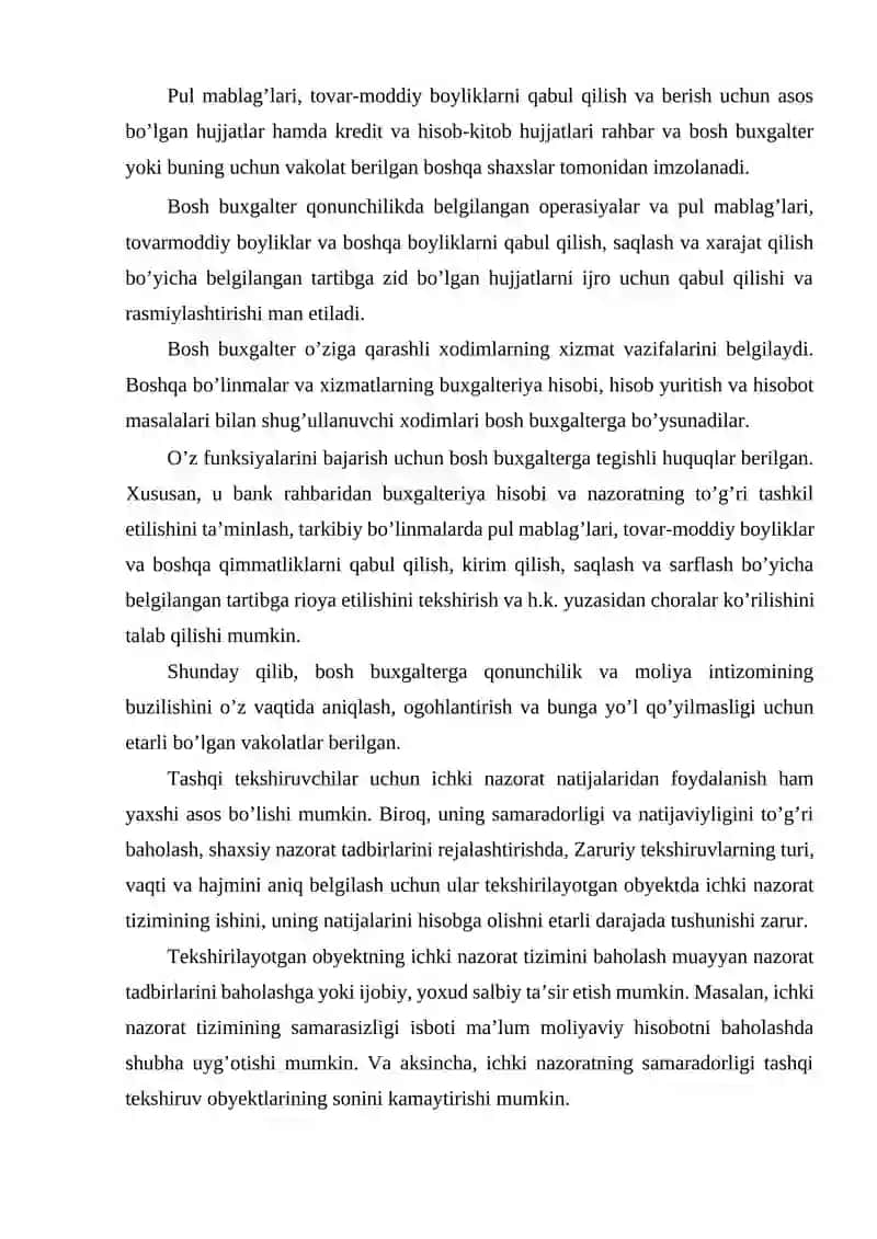 Ichki moliyaviy nazoratni tashkil etish 4