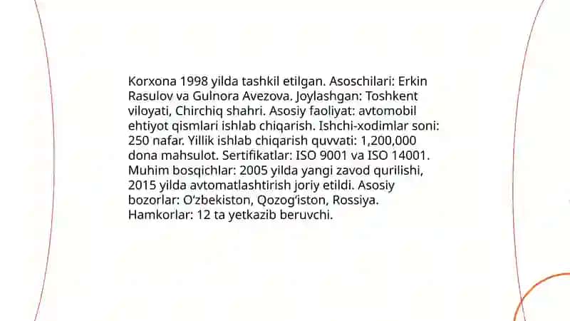 Ishlab chiqarish amaliyoti prezentatsiya 4