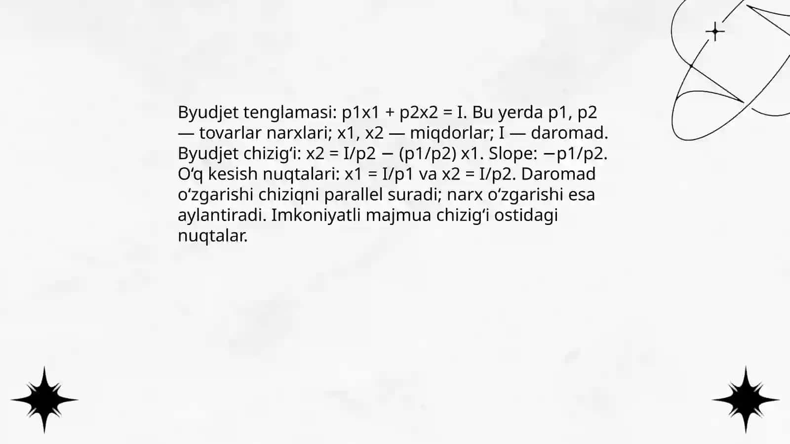 Byudjet cheklanganligi va byudjet tenglamasi 4