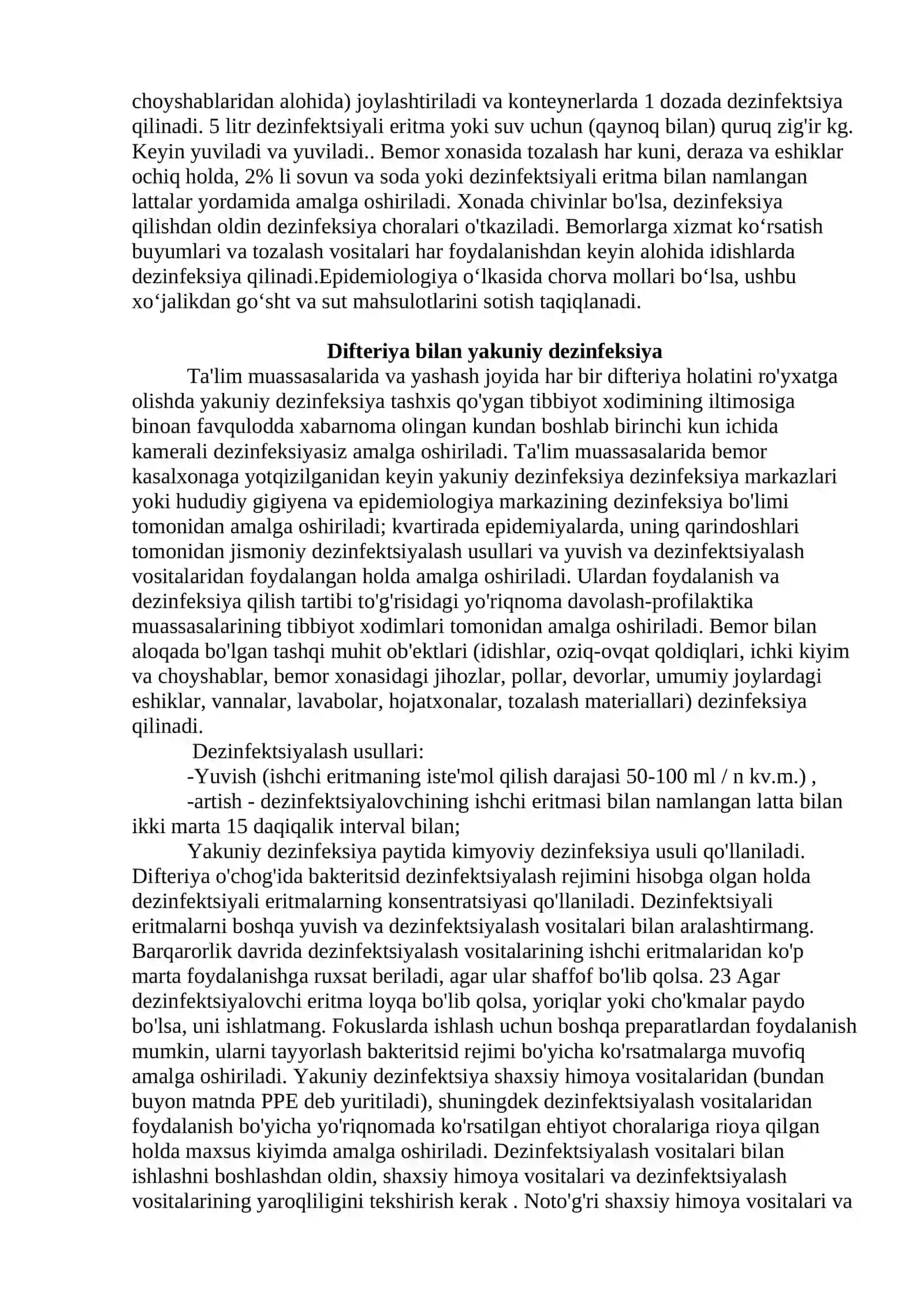 INFEKSIYALARNING AYRIM GURUHLARI UCHUN DEZINFEKSIYA 4
