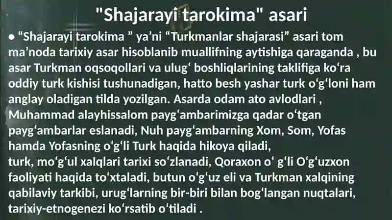 Abulgʻozi Bahodirxonning adabiyot shunoslikda tutganoʻrni 4