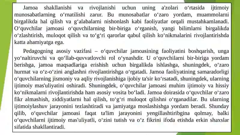 O‘quvchilar jamoasi – pedagogik jarayonning asosiy shakli. 4