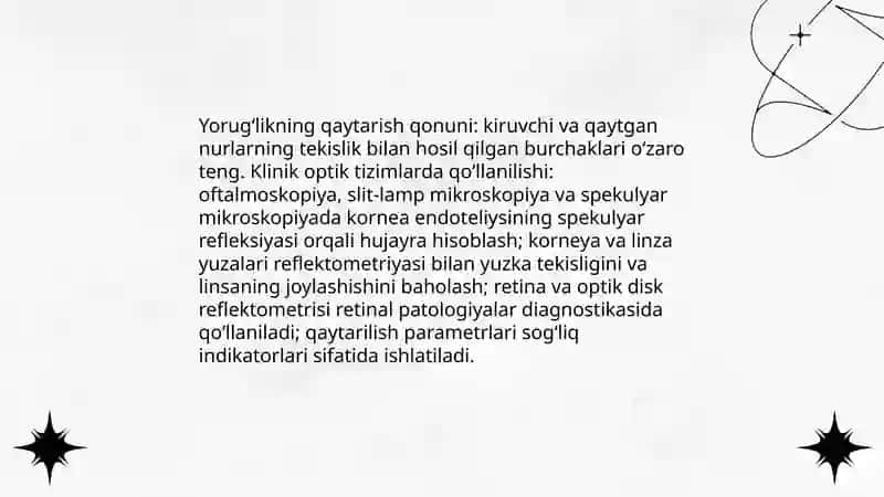 Yorugʻlikning sinish va qaytarish qonuni 4