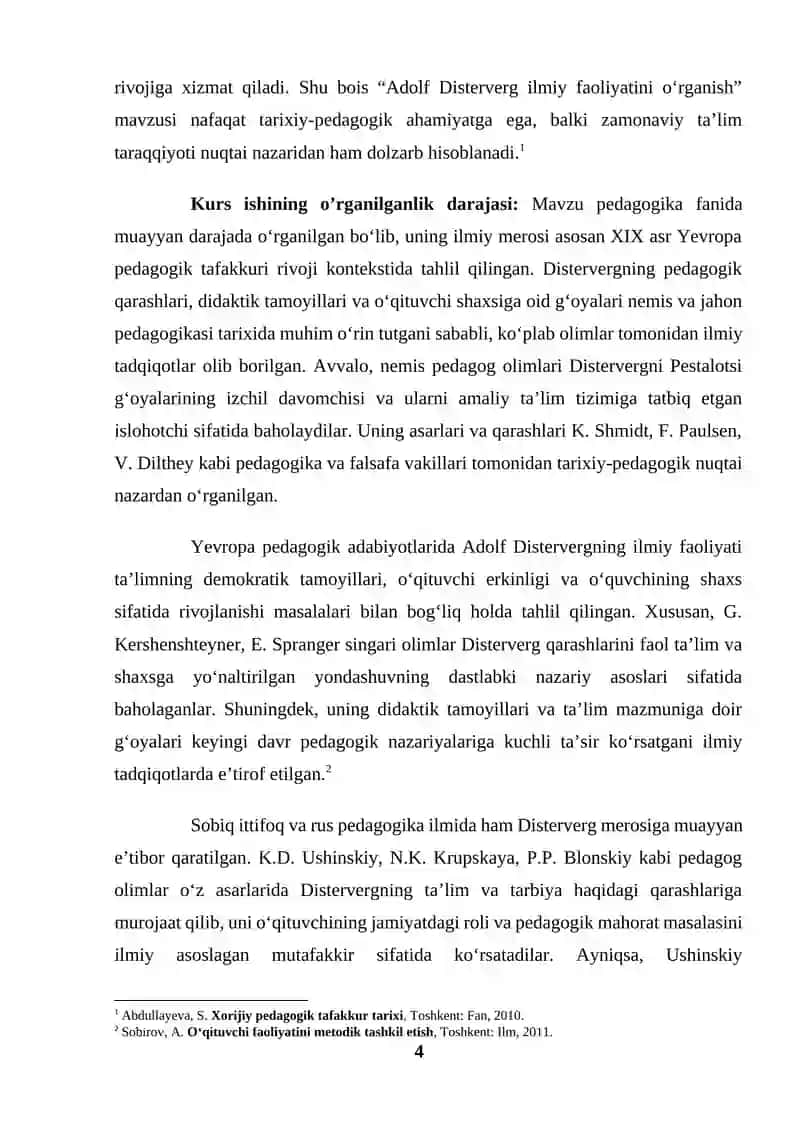 Adolf Disterverg ilmiy faoliyatini o'rganish (KURS ISHI) 4
