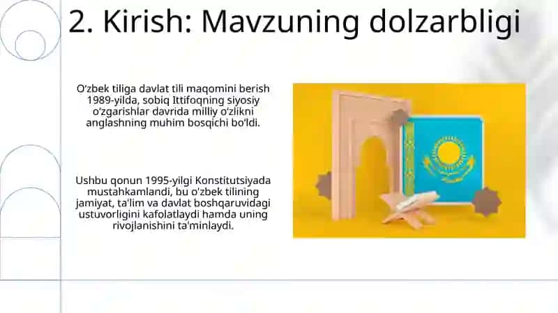 O’zbektiliga davlat tili berilishining tarixiy axamiyati 4