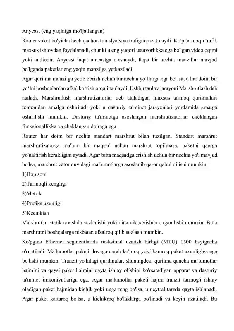 Tarmoq kompanentlari tarmoq arxitekturasi. Monitoring tarmog'i 4