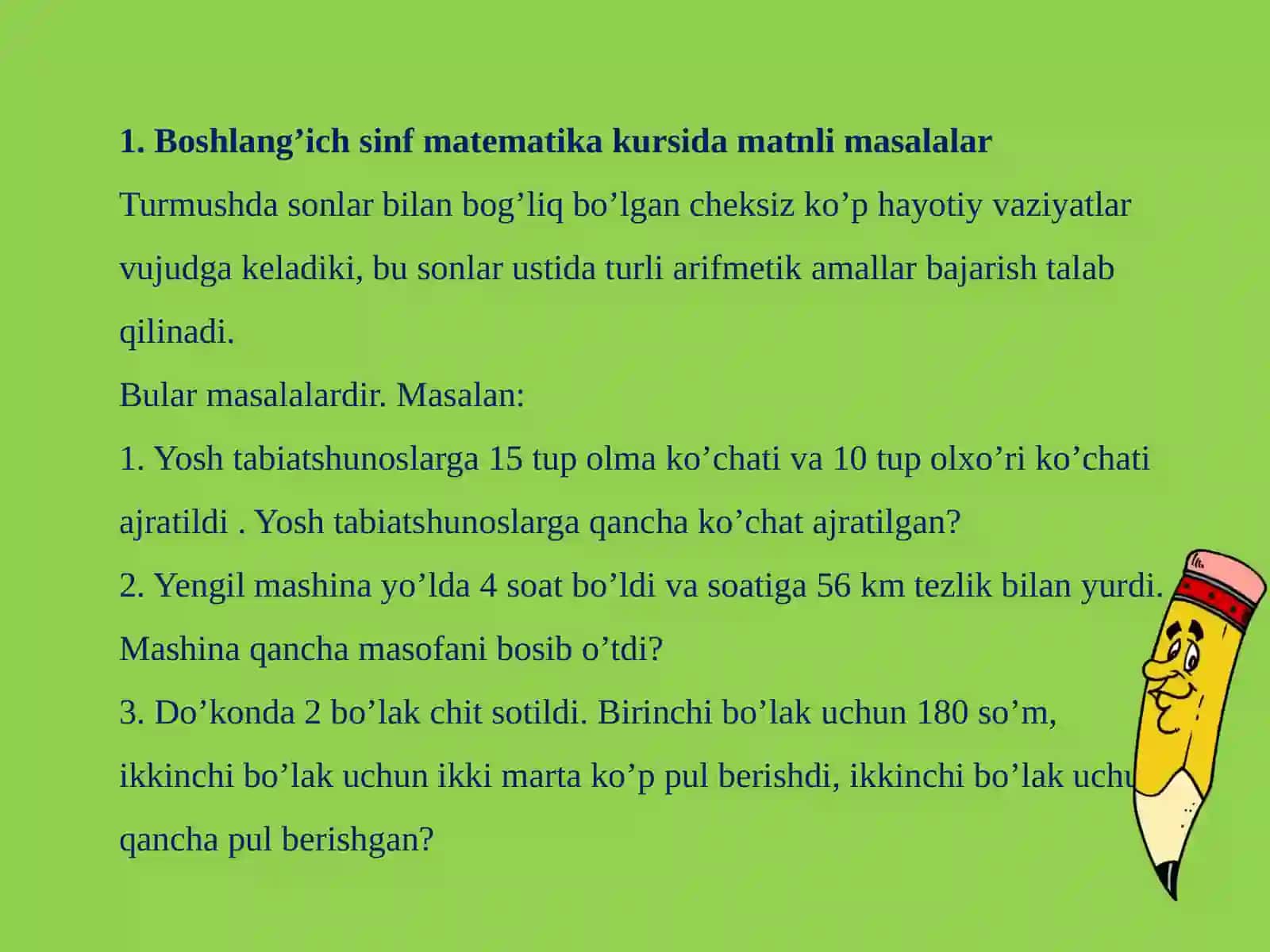 Masalayechish va o'rgatish bosqichi 4