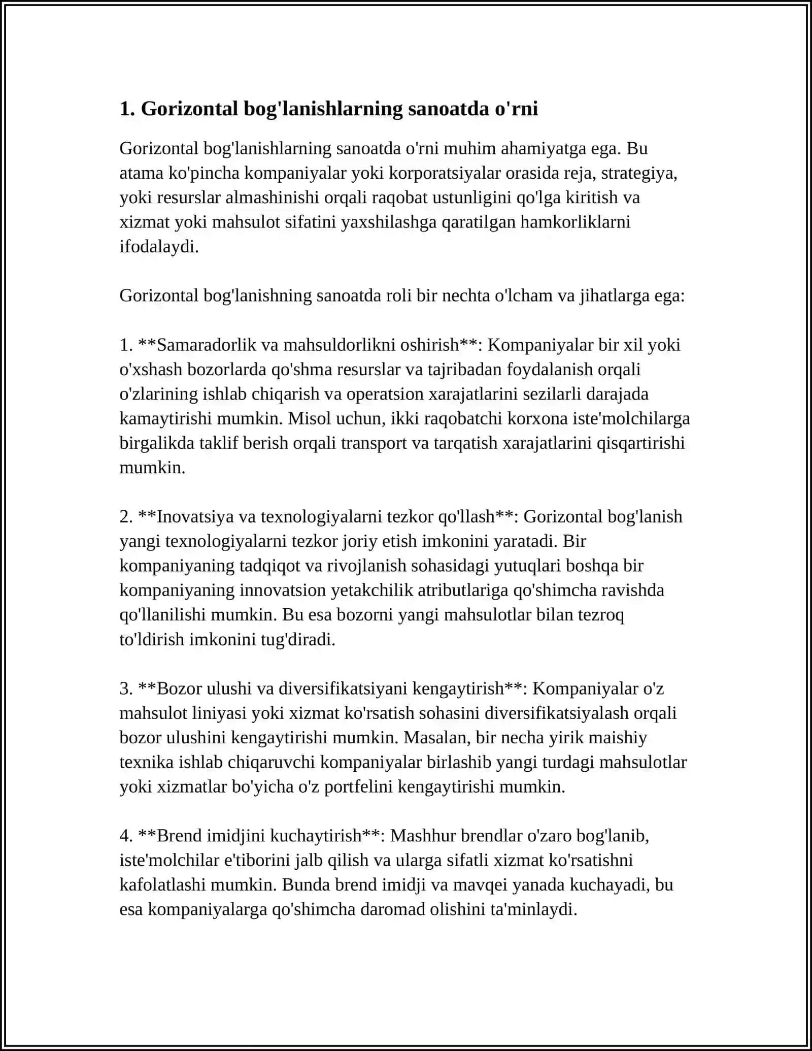 SANʼATNI STRATEGLASHDA GORIZONTAL VA VERTIKAL BOGʼLANISHLARNING OʻRNI 4