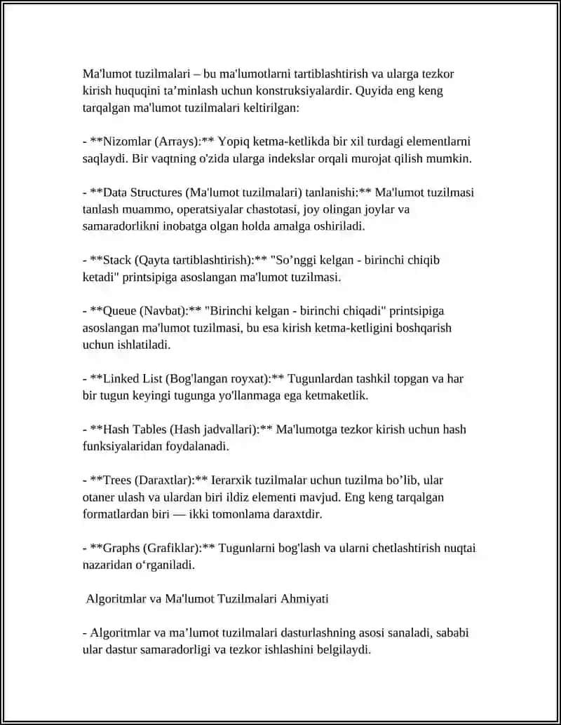 Algoritmlar va Ma'lumot Tuzilmalari 4